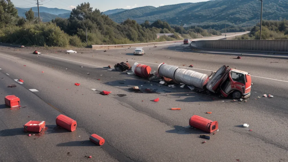 Haos cu Cola pe autostrada A7 din Germania: un camion a pierdut peste 100 de lăzi, trafic blocat pe kilometri
