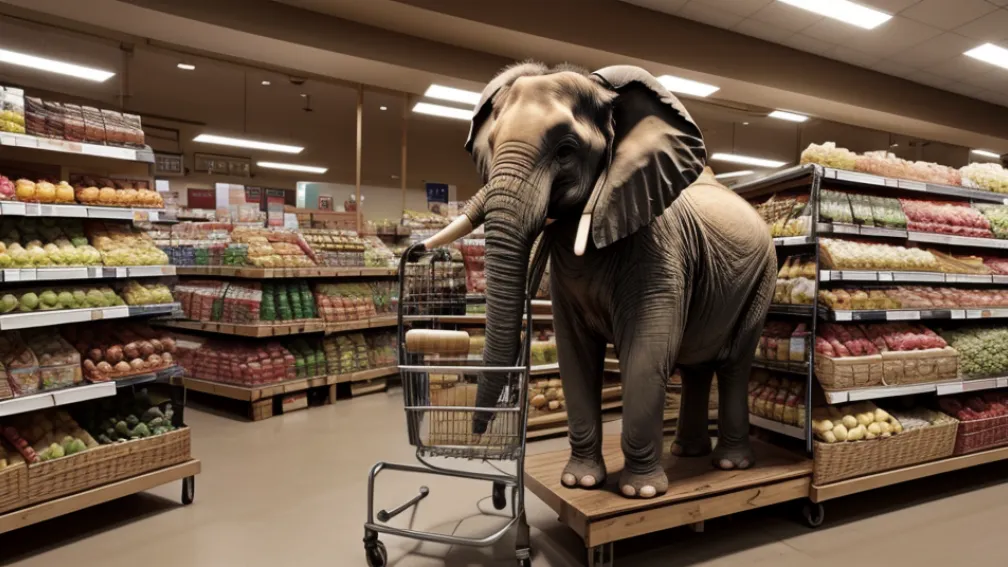 Elefantul a dat "spargere" într-un supermarket: Gigantul înfometat a intrat la cumpărături