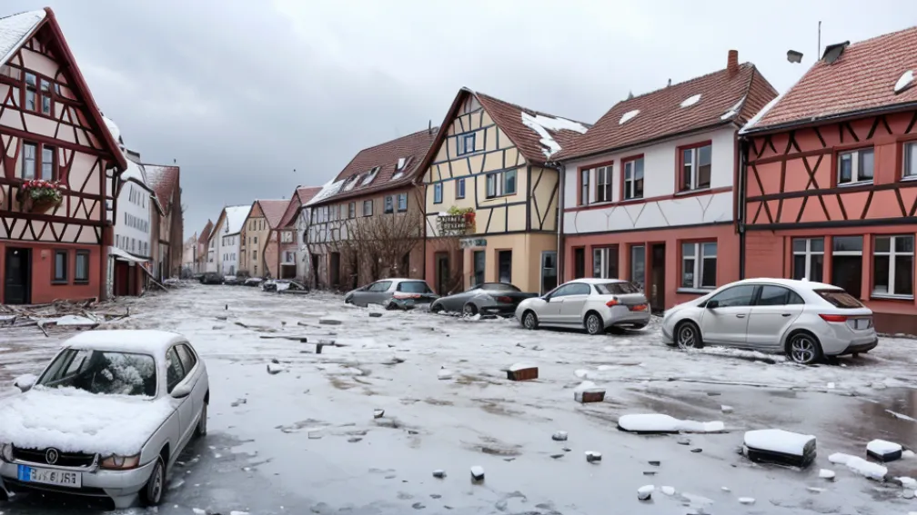 Furtună violentă cu grindină în Germania: Bucăți de gheață au căzut din cer în Baden-Württemberg, provocând pagube majore