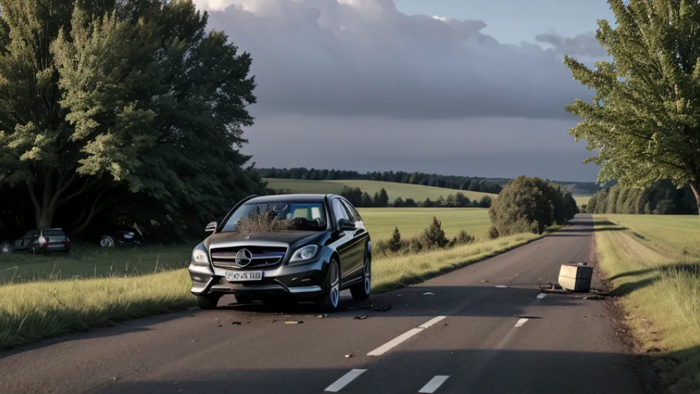 Accident grav în Germania: Un Mercedes s-a răsturnat în Districtul Sömmerda, șoferul rănit grav