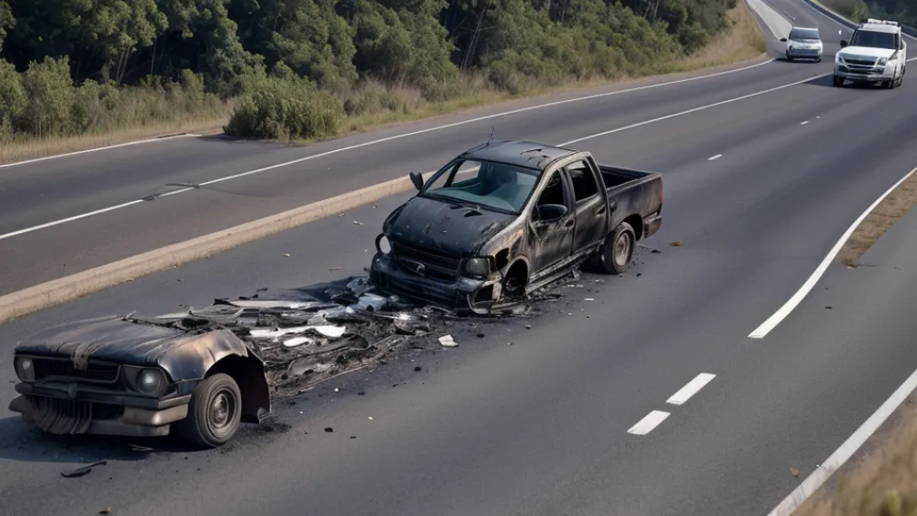 Accident dramatic pe A23 lângă Elmshorn: Mașină a lovit un camion și a luat foc