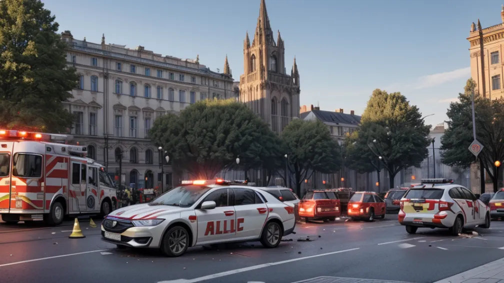 Accident în Freiburg: Șofer de 83 de ani a intrat în plin într-un șir de stâlpișori