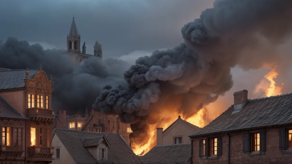 Incendiu major în orașul vechi din Germania: Clădiri prăbușite, pagube de milioane