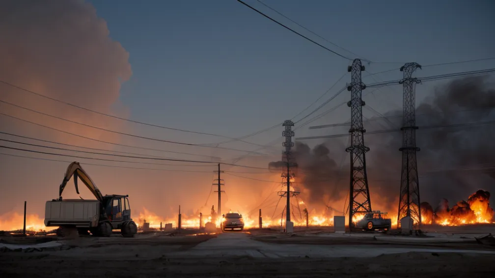 Incendiu la Ludwigsburg, Germania: Excavator a luat foc după contactul cu o linie electrică aeriană