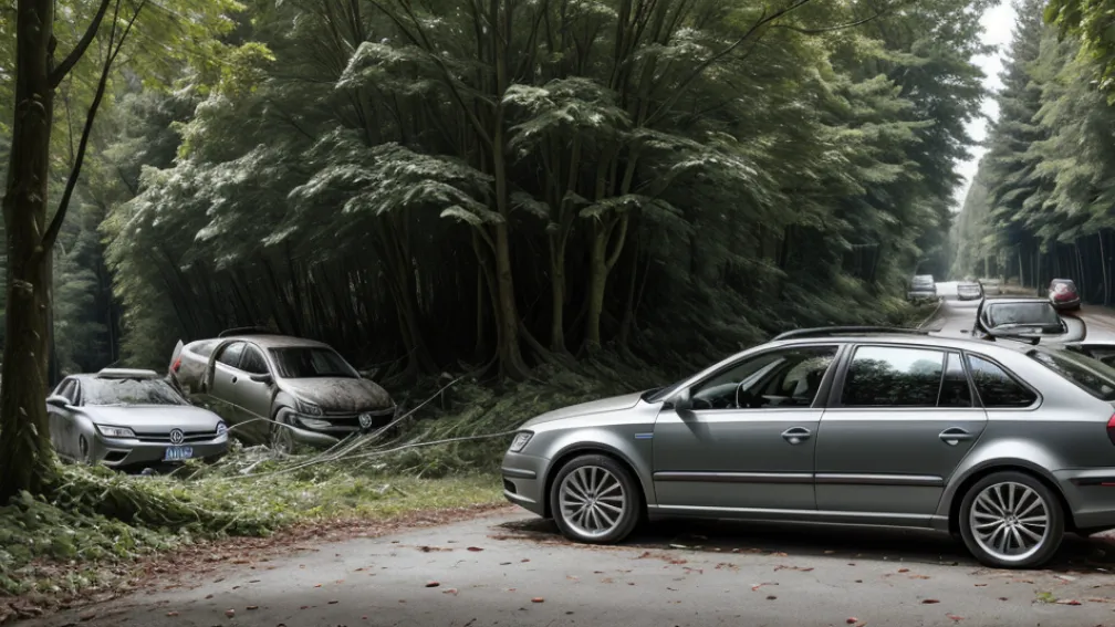 Accident în Germania: Un VW Passat a intrat într-un copac, doi răniţi uşor