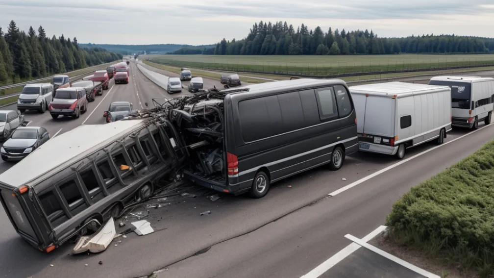 Accident șocant în Germania: Microbuz târât 500 de metri sub un tir pe autostrada A2