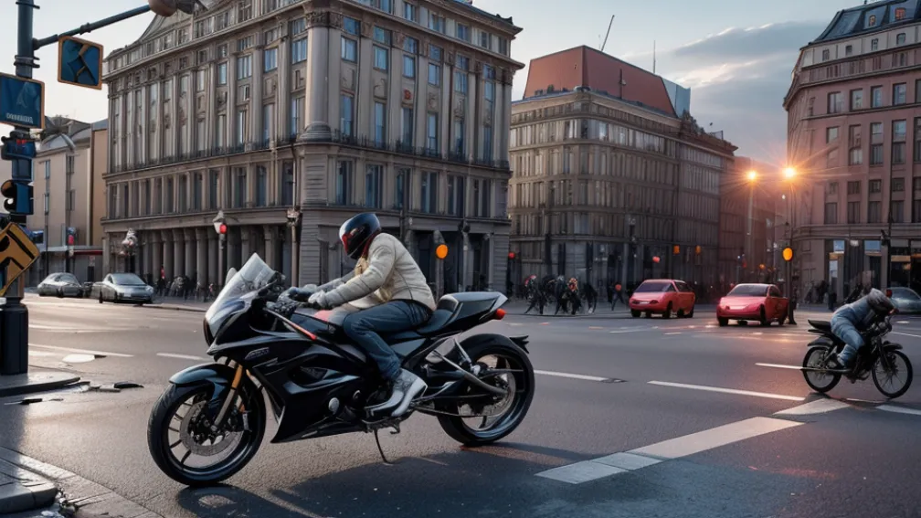Accident grav în Berlin: Un șofer a lovit un motociclist la o intersecție, acesta este grav rănit
