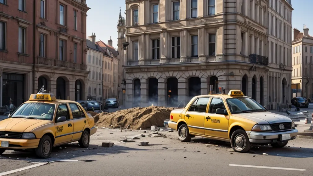 Freiburg: Accident Ciudat – Un taxi a intrat într-un zid, trei persoane rănite ușor