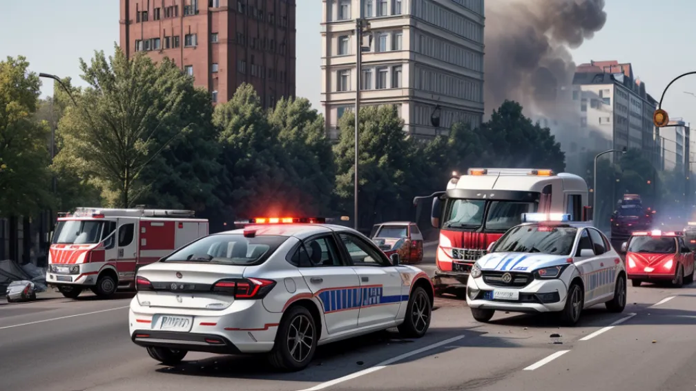 Accident grav în Lübeck: Un BMW a intrat pe contrasens și s-a izbit de un camion, șoferul rănit serios