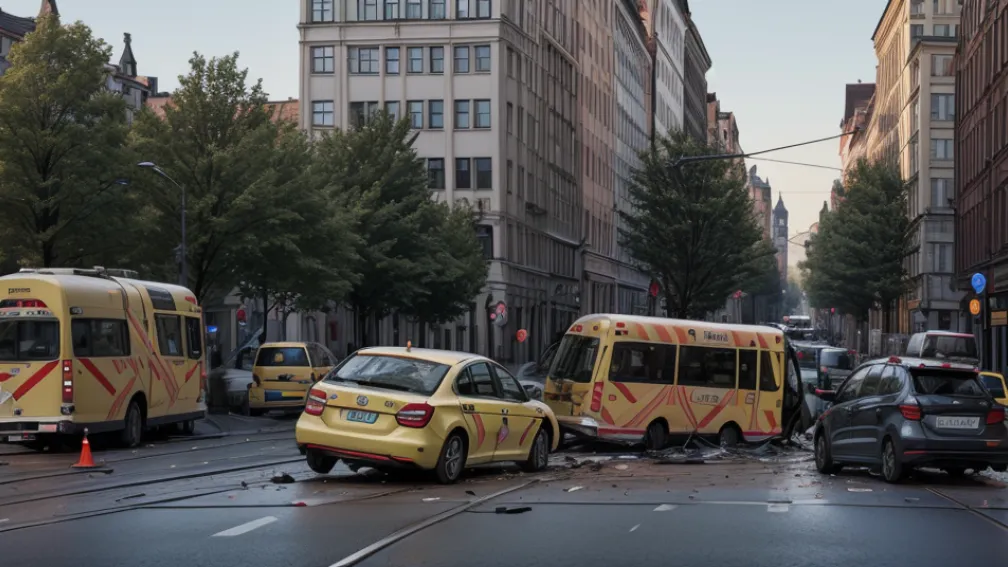 Accident la Darmstadt: Coliziune între mașină și tramvai, doi răniți ușor