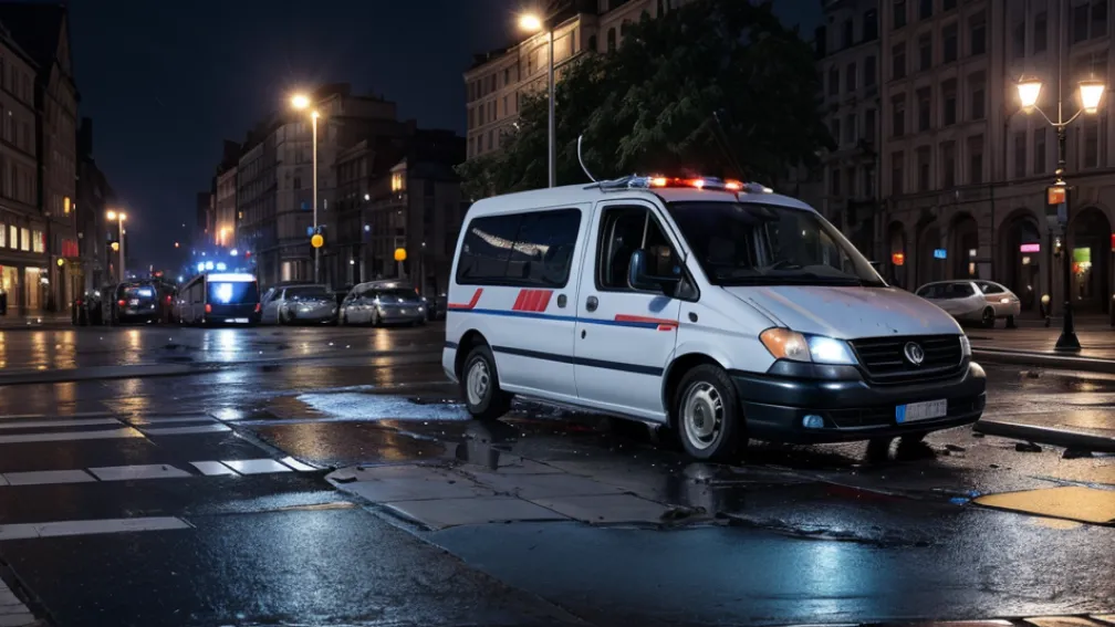 Accident grav la Berlin: O autospecială de poliție s-a răsturnat în Alexanderplatz