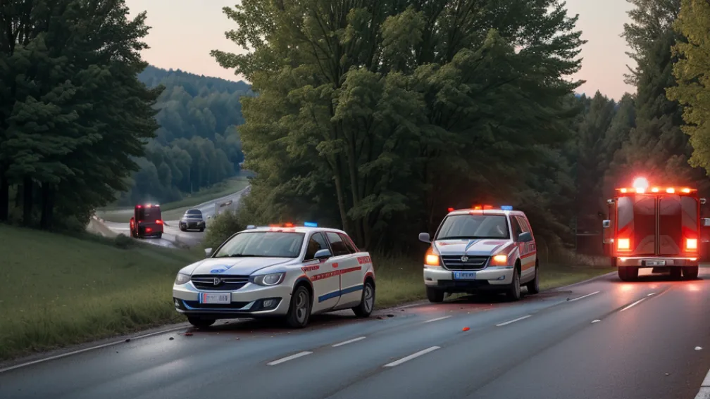 Accident grav în Germania: Un șofer de 20 de ani a pierdut controlul și a lovit o mașină pe contrasens pe drumul K 12