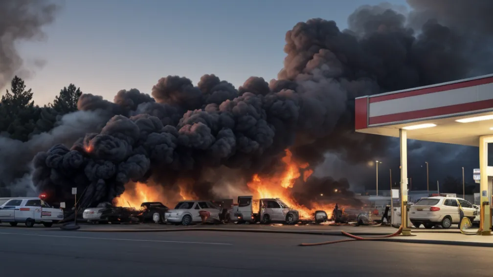 Incident șocant la Hanovra: Bărbat cu topor, arestat de forțele speciale SEK după ce și-a incendiat mașina la benzinărie