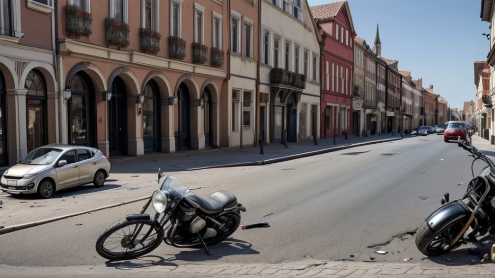 Accident în Apolda: O mașină Seat a lovit o motocicletă Kawasaki, motociclist rănit