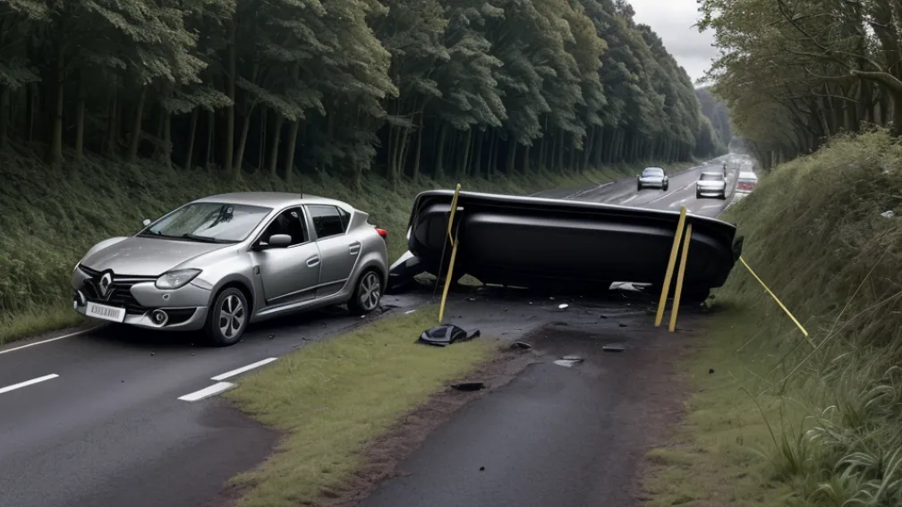 Şofer adormit la volan lângă Weimar: Renault s-a răsturnat, există un rănit