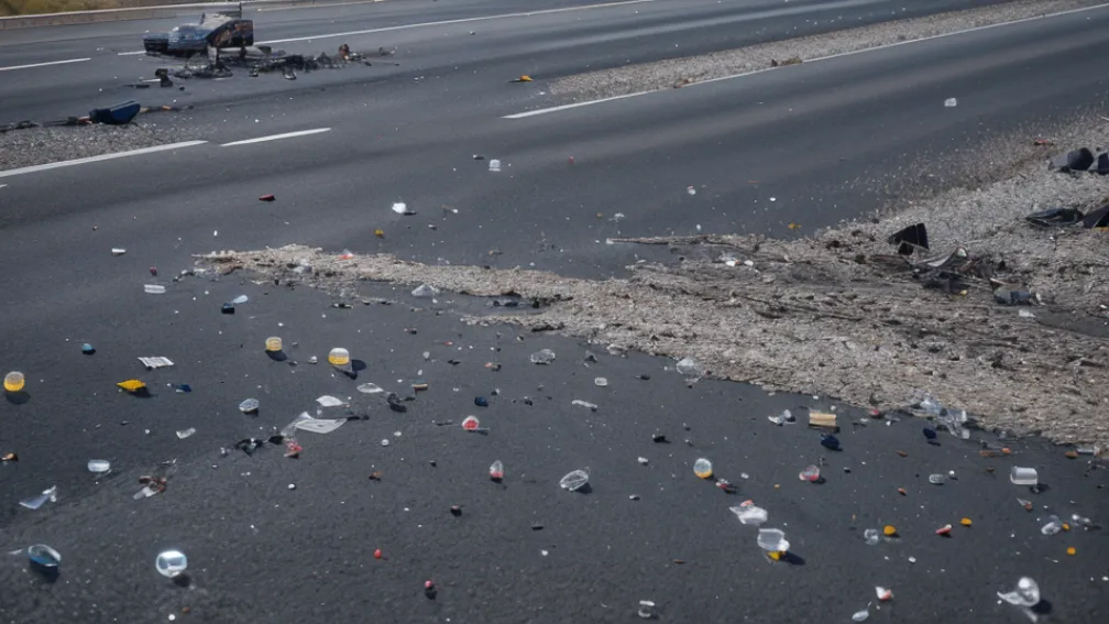 Haos pe autostradă lângă Gießen: Un camion a pierdut încărcătura de sticle, traficul este blocat