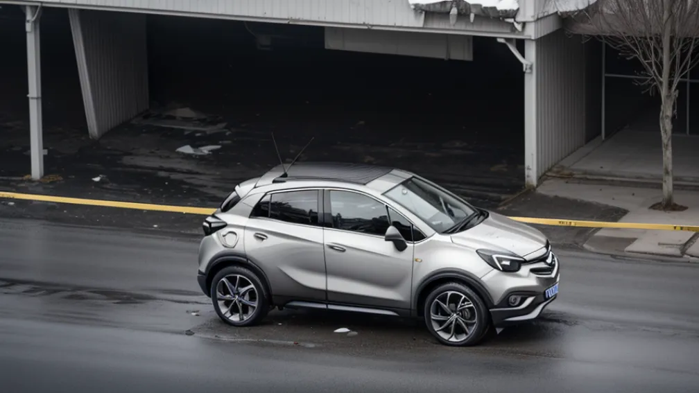 Mașină Opel Mokka avariată în parcarea unui magazin din Stadtbergen, Germania: Poliția face apel la martori