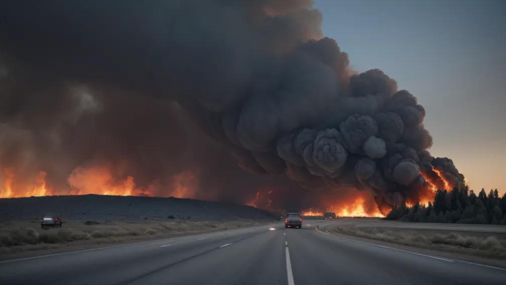 Accident Exploziv în Oklahoma: O Mașină S-a Prăbușit într-un Camion Pe Autostradă, Provocând un Incendiu Major