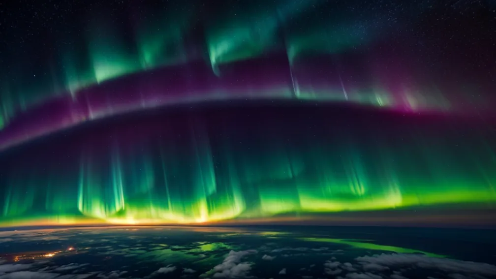 Imagini spectaculoase: Cum arată aurora polară văzută din spațiu