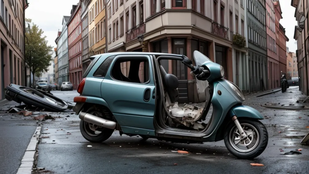 Adolescent de 14 ani din Germania a fugit de poliție cu scuterul și a provocat un accident