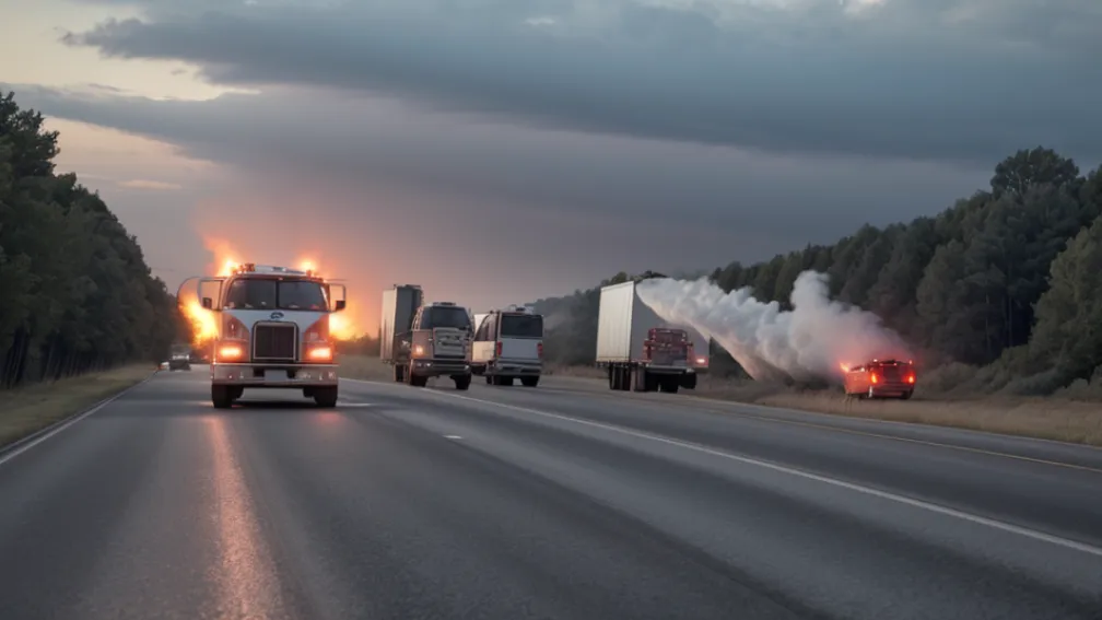 Incendiu pe autostrada A650 din Germania: Un camion a luat foc și a blocat traficul