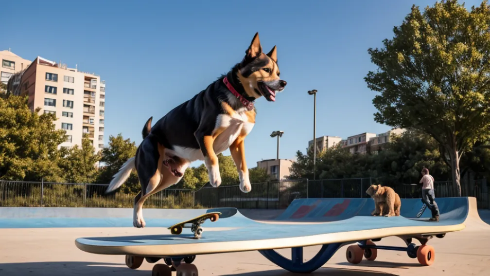 Talent neobișnuit: Un câine skater cucerește internetul cu abilitățile sale