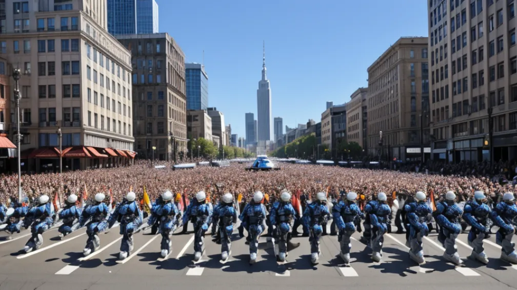 Poliția din Indonezia prezintă roboți polițiști la aniversarea a 79 de ani