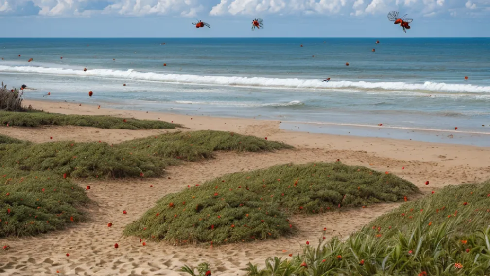 Invazie de buburuze pe plajă în Weston-super-Mare: Milioane de insecte mușcă turiștii