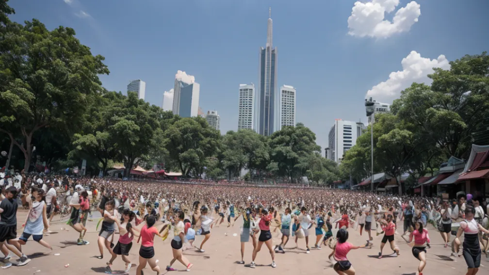 Jocul Calamarului" în viața reală: O coardă gigant a adunat mulțimi în Bangkok