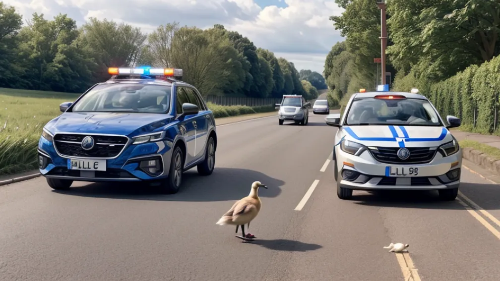Poliția din Zweibrücken a salvat o familie de gâște rătăcite pe o șosea circulată