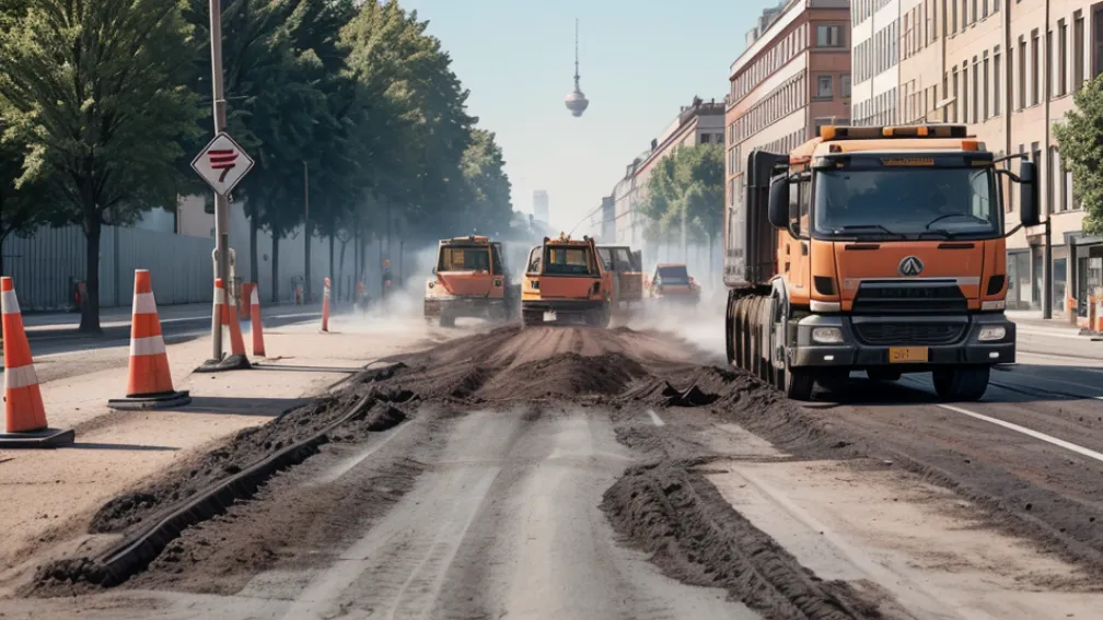 Cea mai fierbinte meserie: Muncitori la asfaltare în Berlin, la +236°C pe caniculă extremă
