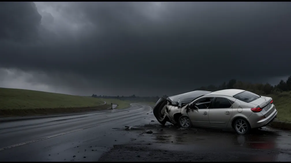 Accident rutier grav lângă Losheim: Mașină răsturnată pe B268 din cauza ploii torențiale