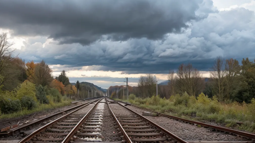Furtuna a creat haos feroviar în Germania: Mecanicul de locomotivă a eliberat manual șinele de crengi