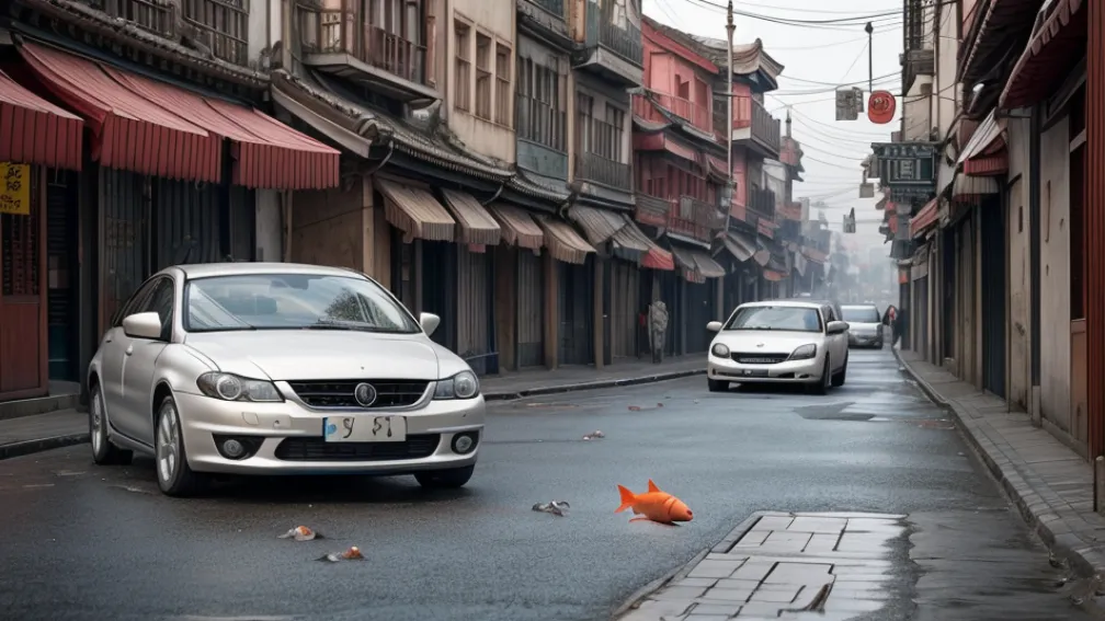 Cruzime Incredibilă în China: Un șofer a transportat pești vii pe capota mașinii, iar trecătorii i-au lovit