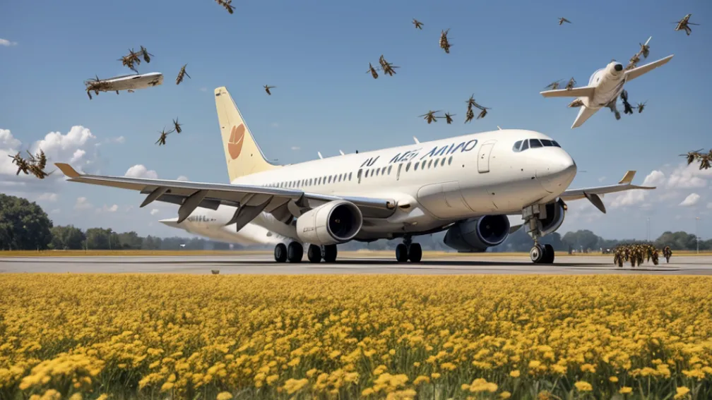 Incident inedit pe aeroport: Un stol de albine a blocat un avion la sol