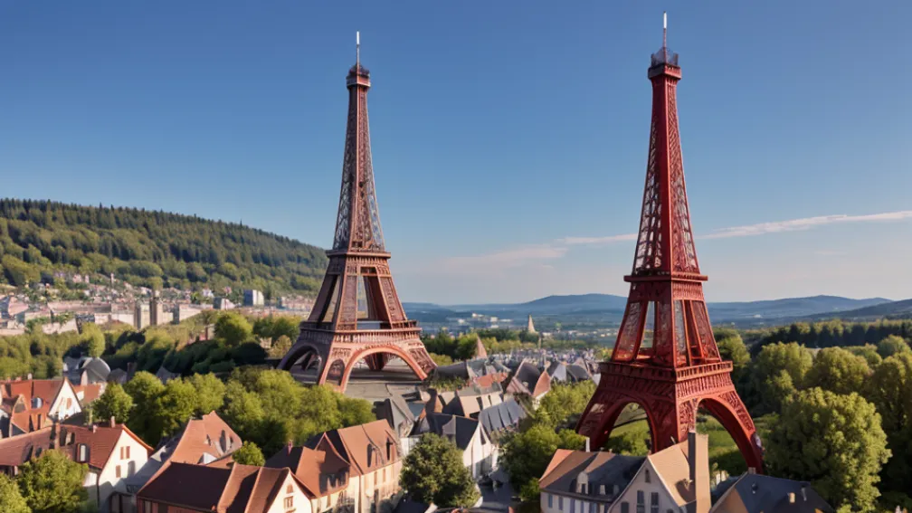 Proiect uimitor în Alsacia: Un bunic și nepotul său au construit o replică de 30 de metri a Turnului Eiffel