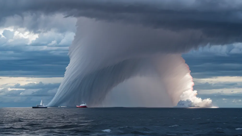 Fenomen spectaculos: O tromba de apă uriașă a fost filmată în Marea Baltică, lângă insula germană Rügen