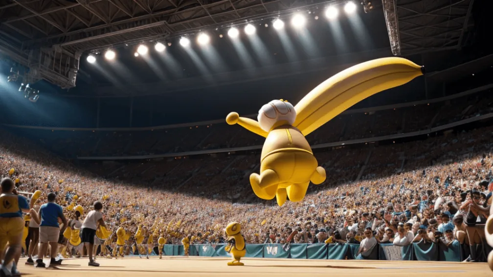 Moment bizar la NFL: Mascota-banană a aruncat un copil la pământ în timpul spectacolului