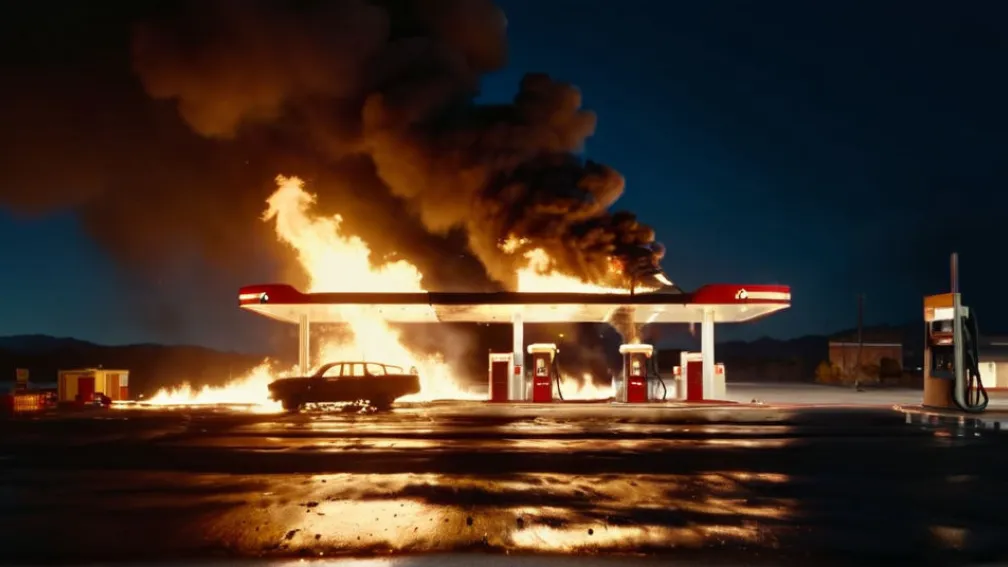 O benzinărie din Brazilia a luat foc din cauza unui chibrit aruncat neglijent