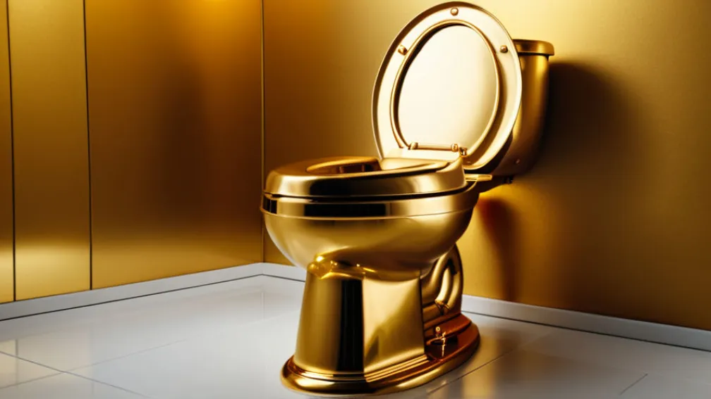 O toaletă de aur de 10 milioane de dolari, "America", a lui Maurizio Cattelan, scoasă la licitație la Sotheby's