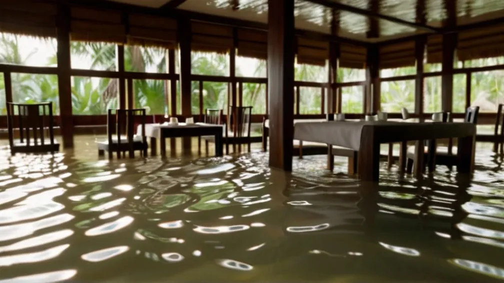 Experiență culinară inedită: Restaurant inundat în Thailanda, oaspeții continuă să ia masa