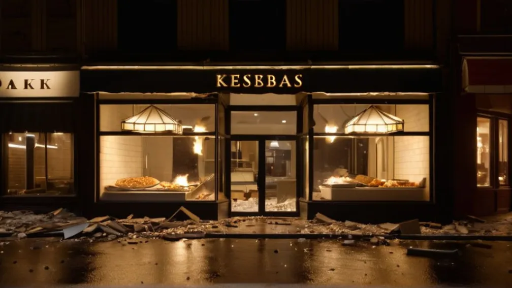 Dezastru în centrul orașului Fürth: Bărbat cu un încărcător frontal a spart o bijuterie și un restaurant