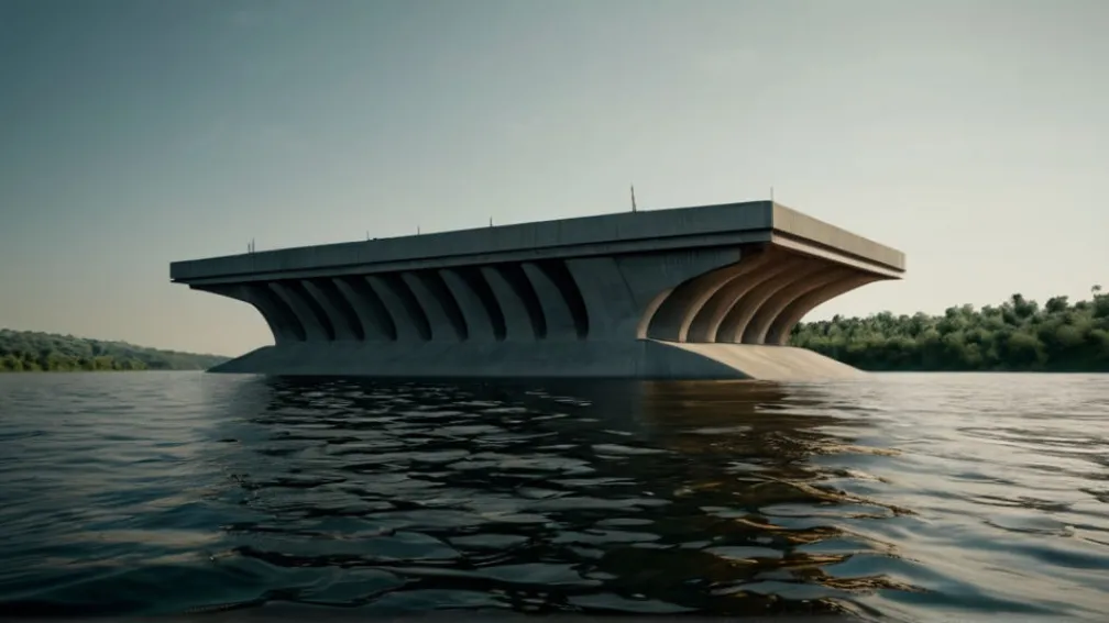 Corp gigantic de beton navighează pe râul Weser: O structură de 22.000 de tone în mișcare