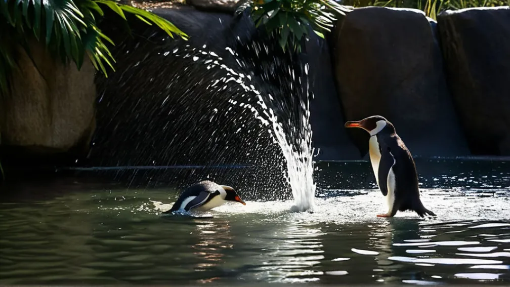 Comediantul Russell Brand, botez inedit într-un țarc de pinguini la zoo
