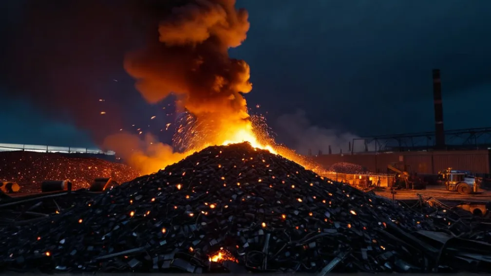 Incendiu major la un depozit de fier vechi din Flensburg: Aproximativ 100 de pompieri luptă cu flăcările