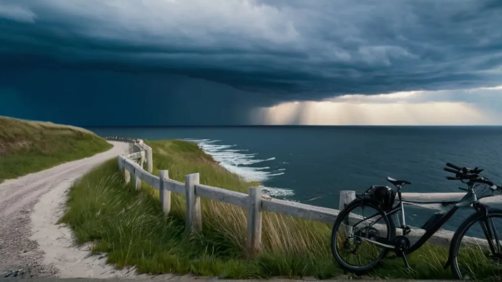 Ciclistă implicată într-un incident dramatic la Marea Baltică: Faleza s-a prăbușit