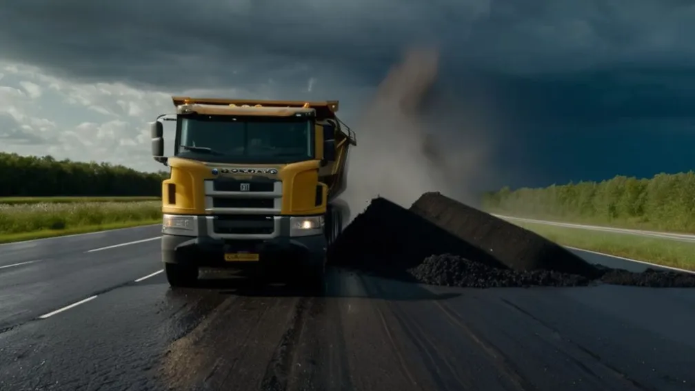 Camion răsturnat: Drumul L1107 blocat ore în șir