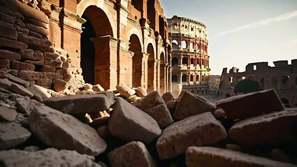 Dezastru istoric la Roma: O parte din Turnul medieval Torre dei Conti s-a prăbușit lângă Colosseum