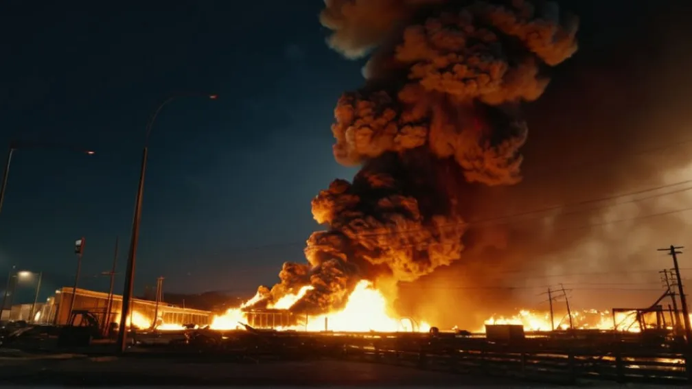 Explozii puternice și incendiu masiv într-un parc industrial lângă Buenos Aires