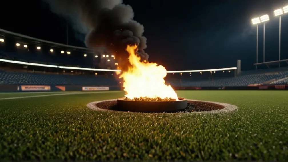 Scandal pirotehnic în Suedia: gazonul artificial a luat foc în timpul unui meci de fotbal